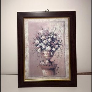 White/Light Color Floral Framed Wall Art With Hook